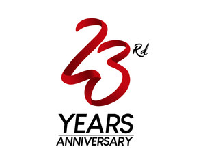 23 anniversary logo vector red ribbon