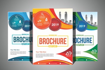Wall Mural - Mega collection of 3 business annual report brochure templates, A4 size covers created with geometric modern patterns