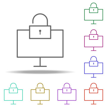 PC Lock icon. Elements of business in multi color style icons. Simple icon for websites, web design, mobile app, info graphics