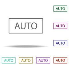 Poster - auto icon. Elements of photography in multi color style icons. Simple icon for websites, web design, mobile app, info graphics