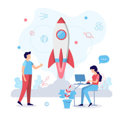 Fototapete - Launche rocket concept