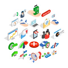 Poster - Headquarters icons set. Isometric set of 25 headquarters vector icons for web isolated on white background