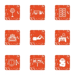 Poster - Urban survey icons set. Grunge set of 9 urban survey vector icons for web isolated on white background