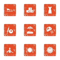 Poster - Parent course icons set. Grunge set of 9 parent course vector icons for web isolated on white background