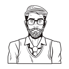 Sticker - Hipster man pop art cartoon