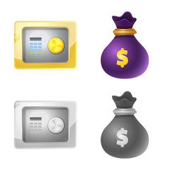 Vector illustration of bank and money icon. Set of bank and bill stock symbol for web.