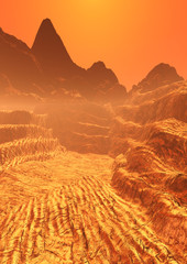 Wall Mural - 3d rendering planet mars lanscape