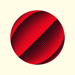 Wall Mural - graphic sphere with halftone stripes pattern in red black ivory