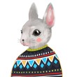 Cute rabbit in sweater. Hand drawn illustration