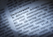 DICTIONARY PAGE SHOWING DEFINITION OF THE WORD DELIVERANCE