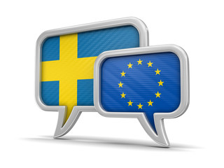 Poster - Speech bubbles with flags. Image with clipping path