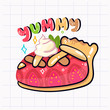 Yummy raspberry cake. Hand drawn colored vector illustration