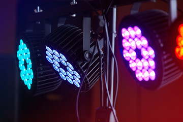 LED lighting equipment, LED forstage professional lighting device colored. Led lights for  disco