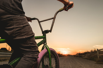 Wall Mural - Portrait of a young man with a bmx bicycle