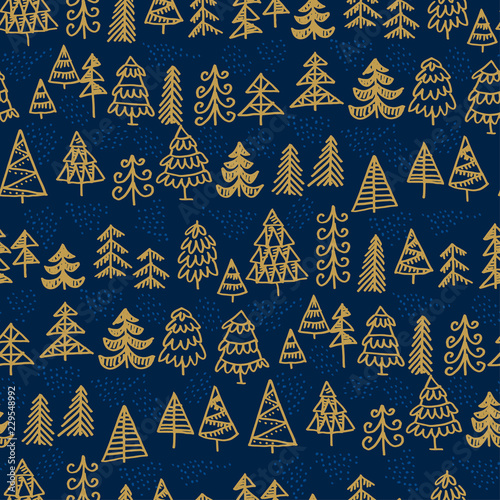 hand-drawn decorative Christmas trees pattern