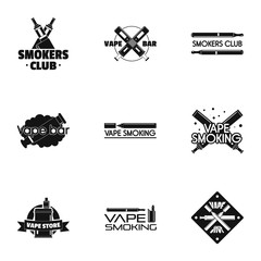 Sticker - Vape club logo set. Simple set of 9 vape club vector logo for web design on white background