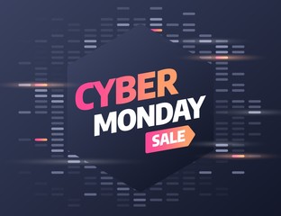 Wall Mural - Cyber Monday discount sale concept. Inscription design template. Cyber Monday banner. Vector illustration eps 10.
