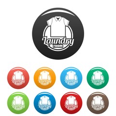 Sticker - Clothes laundry room icons set 9 color vector isolated on white for any design