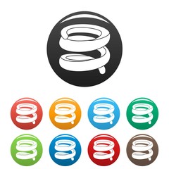 Poster - elastic coil icons set 9 color vector isolated on white for any design