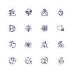 Aufkleber - Global networking line icon set. Meeting, startup, map location. International business concept. Can be used for topics like communication, negotiation, navigation