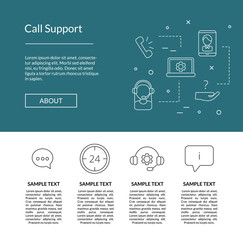 Poster - Vector line call support center icons landing page template illustration. Design og website