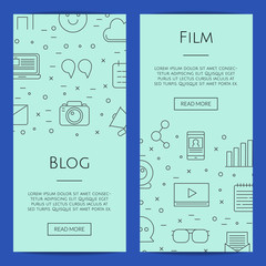 Poster - Vector line blog icons web banner templates illustration for website page