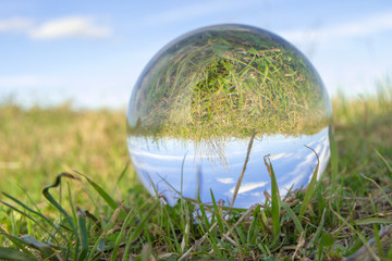 Glass ball sphere in outdoors