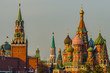 Spasskaya tower of Moscow Kremlin and Saint Basil’s cathedral
