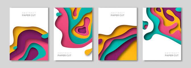 Wall Mural - vertical banners set with paper cut