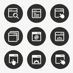 Poster - browser icon set. vector illustration. round button.