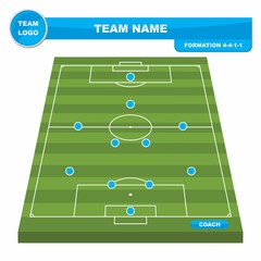 Wall Mural - Football (Soccer) formation strategy template with perspective field (4-4-1-1).