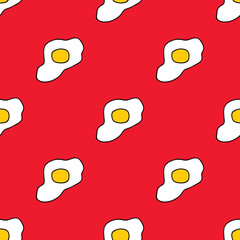 Funny seamless pattern with fried eggs. Hipster life style background. For fashion fabrics, prints, textile, wallpaper. Trendy print. 