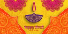 Greeting Card For Diwali Festival Celebration In India. Vector Illustration