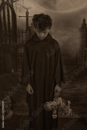 Dark Gloomy Horror Halloween Costume Creepy Trick Or Treat Child Scary Doll Buy This Stock Photo And Explore Similar Images At Adobe Stock Adobe Stock