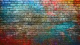 Fototapeta Młodzieżowe - Colorful graffiti brick wall