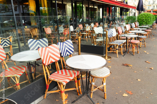 View Of Parisian Street With Outdoor Cafe Paris France View Of Parisian Street With Outdoor Cafe Paris France