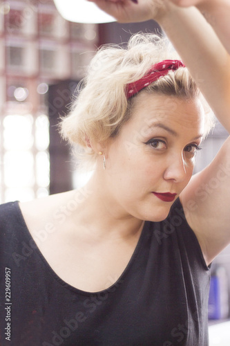 Portrait Of Blonde Woman With Short Hair And Pinup Style Buy