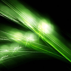 Poster - Green light fractal on a black background
