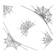 Wall Mural - corner spiderweb set halloween design isolated on white background