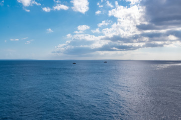 Beautiful ocean with two rocks, background, Ibiza
