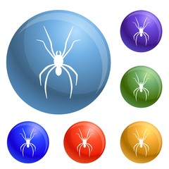 Poster - Spider icons set vector 6 color isolated on white background