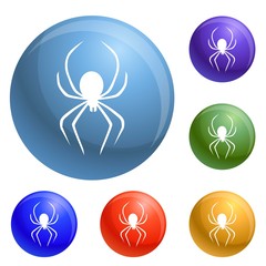 Poster - Death spider icons set vector 6 color isolated on white background