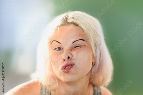 Lips Against The Glass.Female Face Pressed Against Glass Or Window Buy This Stock Photo And Explore Similar Images At Adobe Stock Adobe Stock