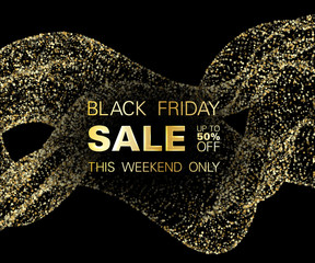 Black friday sale discount gold glitter background