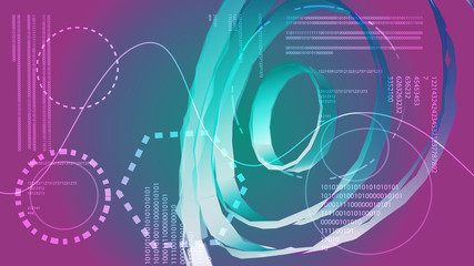 Poster - Blue abstract modern energy technology digital elements of the HUD display from the future circular of the cosmic interface of the magic interface for a long time. The background. Vector
