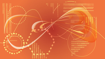 Poster - Yellow gold abstract modern energy technology digital HUD display elements from a future circular texture of a cosmic interface with a magical long-time interface. The background. Vector