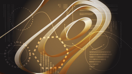 Poster - Yellow gold abstract modern energy technology digital HUD display elements from a future circular texture of a cosmic interface with a magical long-time interface. The background. Vector