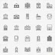 City Building line icon set with municipality house , petrol station  and hospital