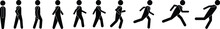 Man People Various Running Position. Posture Stick Figure. Vector Illustration Of Posing Person Icon Symbol Sign Pictogram On White
