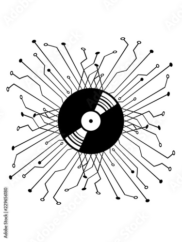 Dekoracja na wymiar  party-dj-muzyka-plyta-winylowa-kolo-okragle-logo-obwod-drutu-dane-mikrochip-obwodu-energii-circuit